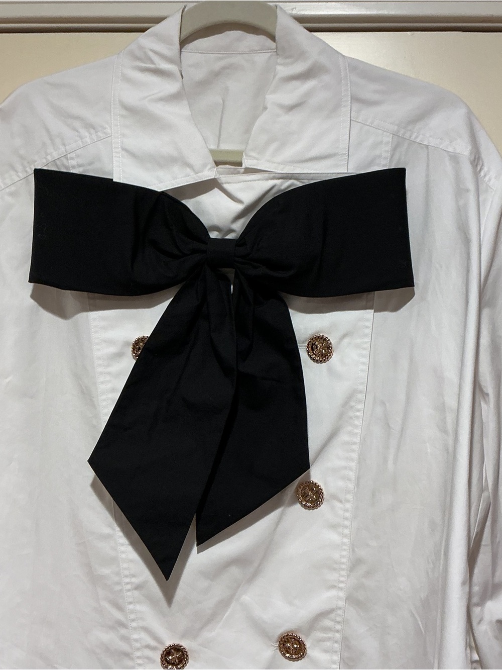 NWOT Edward Achour White Long Sleeve Shirt with Bow, Size FR 38 - Picture 5 of 7